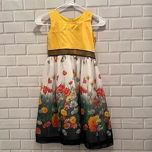 Beautiful yellow floral dress for girls/size 6